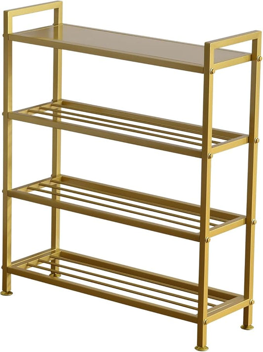 Heavy Duty 4-Tier Shoe Rack，Metal Shoe Storage Shelf for 12 Pairs of Shoes，Entryway，Easy to Assemble-NeatNest