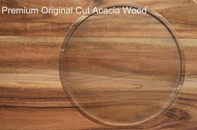 12" Acacia Wood Lazy Susan Organizer Kitchen Turntable for Cabinet Pantry Table Organization