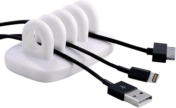 Cable Clip Holder Weighted Desktop Cord Management Fixture (White)-NeatNest