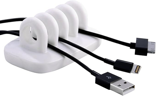 Cable Clip Holder Weighted Desktop Cord Management Fixture (White)-NeatNest