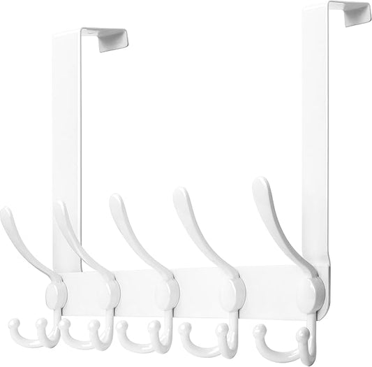 WEBI Over The Door Hooks,Door Hanger,Triple Door Hooks for Hanging Over The Door Towel Rack,Door Coat Hanger,Door Coat Rack for Clothes,Towels,Back of Bathroom,White