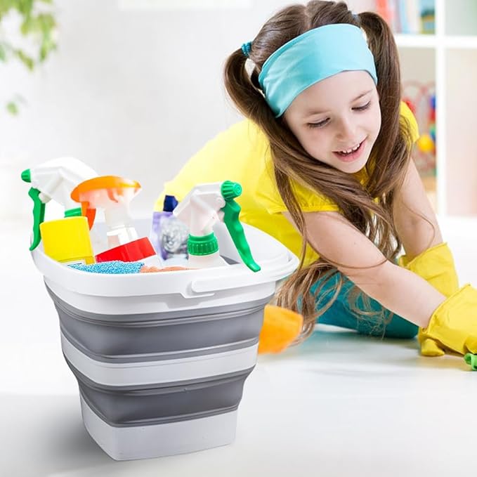 Collapsible Plastic Bucket with Handle 0.79 Gallon (3L) Each Foldable Rectangular Tub for Cleaning Camping Essentials Space Saving Outdoor Portable Bucket for Camping-NeatNest