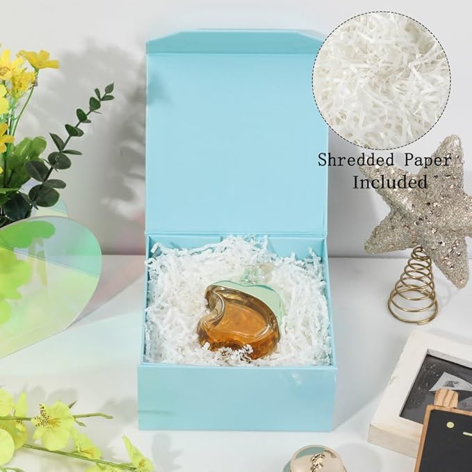 6 Pcs Small Blue Gift Box 6x6x3 Inch Magnetic Gift Box Small Magnetic Box with Crinkle Paper Blue Small Gift Box with Shredded Paper Luxury Gift Boxes with Lids for Presents-NeatNest