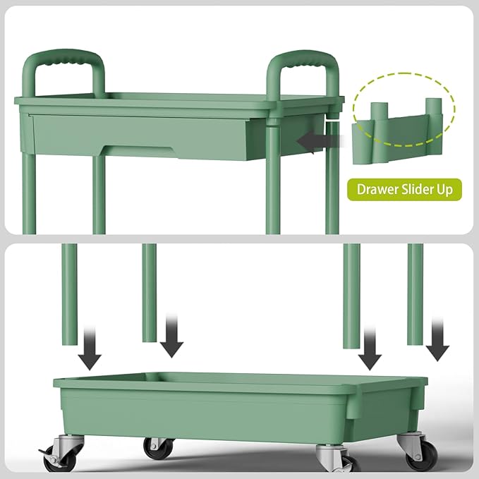 5 Tier Rolling Cart Organizer,Bathroom Cart Organizers with Wheels Laundry Room Organization Mobile Shelving Unit Utility Cart Storage Shelves Multi-Functional for Office, Home(Green)-NeatNest
