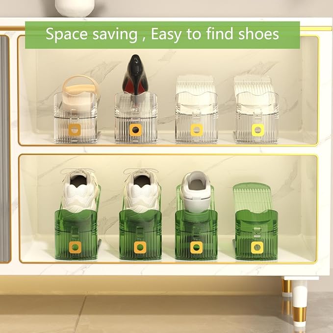CiBiZi Clear Shoe Slots Organizers 10Pack Shoe Stacker Organizer for Closet Shoe Stackers for a Pair of Shoes Shoe Display Shelf Shoe Rack Holders Space Saver Organizador de Zapatos (Clear)-NeatNest