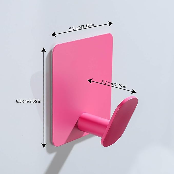 DELITON 4 Pack Hooks for Wall - Cute Kids Wall Hook Adhesive Coat Robe Towel Hooks for Bathrooms Kitchen Heavy Duty Stainless Steel, Pink-NeatNest
