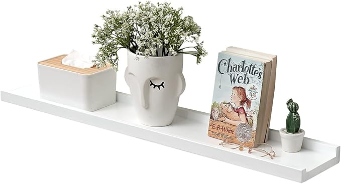 Floating Shelf White Oak Wood Wall Shelves 36 Inch (Upgrade Width 6"), Display Picture Ledge Shelf for Bedroom Living Room Bathroom Office Kitchen Wall Storage Shelves-NeatNest