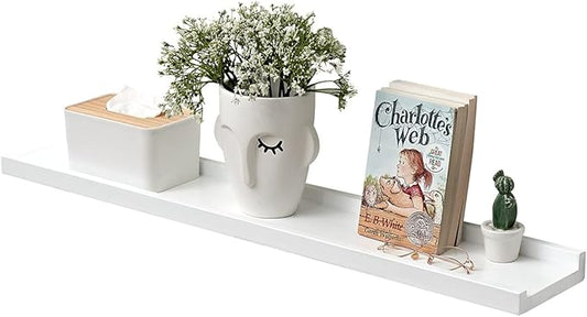 Floating Shelf White Oak Wood Wall Shelves 36 Inch (Upgrade Width 6"), Display Picture Ledge Shelf for Bedroom Living Room Bathroom Office Kitchen Wall Storage Shelves-NeatNest