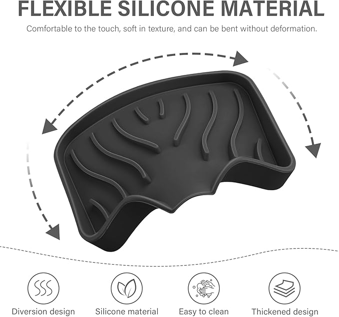 2PCS Self Draining Soap Holder,Spofit Silicone Soap Dish, Suitable for for Kitchen, Bathroom, Shower, Bath Tub,Soap Container (Black)-NeatNest