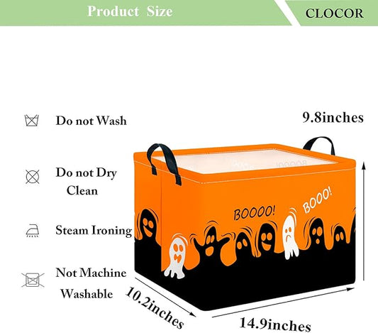 CLOCOR Rectangular Storage Basket Empty,Gift Basket for Halloween, Waterproof Storage Bin with Handles,Room Decor(Spooky)-NeatNest