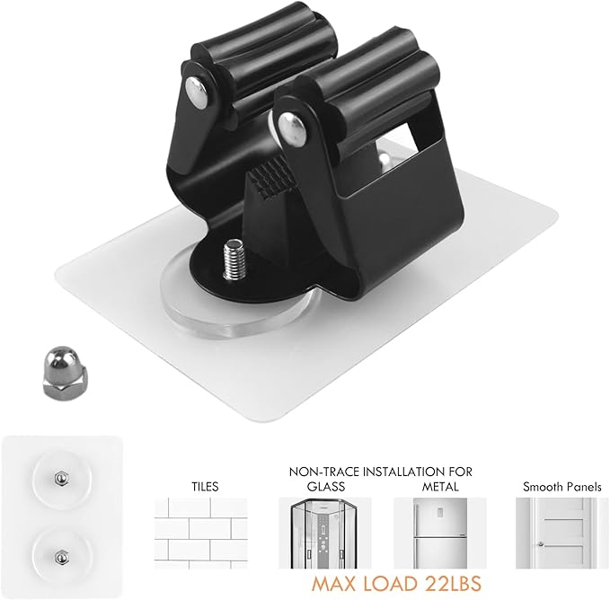 Adhesive Broom Holder Wall Mount - 9 Pack Mop Hanger Cleaning Tools Handle Grippers Organizers - Heavy Duty Metal Broom Clip Hooks for Laundry Room Utility Closet Garage Garden Bathroom (Black)