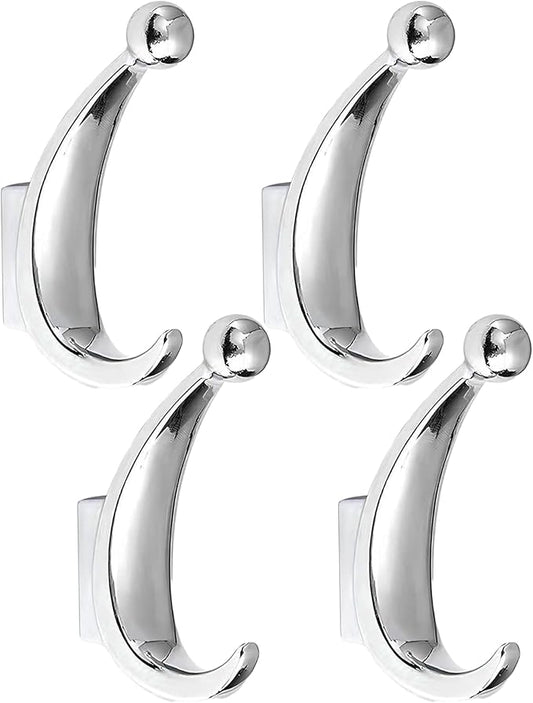 4 Pack Bathroom Towel Hooks, Screw in Metal Robe & Coat Hooks for Wall(Chrome)