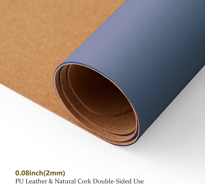 Cork Desk Mat - Dual-Sided Desk Pad for Office and Home - Desk Organization and Accessories - Ideal for Large Mouse Pad and Desk Mats on Top of Desks(Dark Blue,90cmx 43cm)-NeatNest