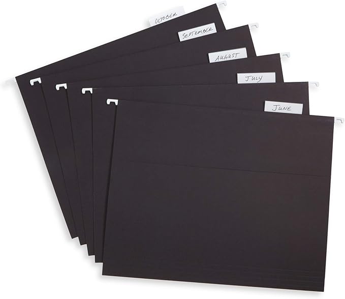 Blue Summit Supplies Hanging File Folders, 25 Reinforced Hang Folders, Designed for Home and Office Color Coded File Organization, Letter Size, Black, 25 Pack-NeatNest