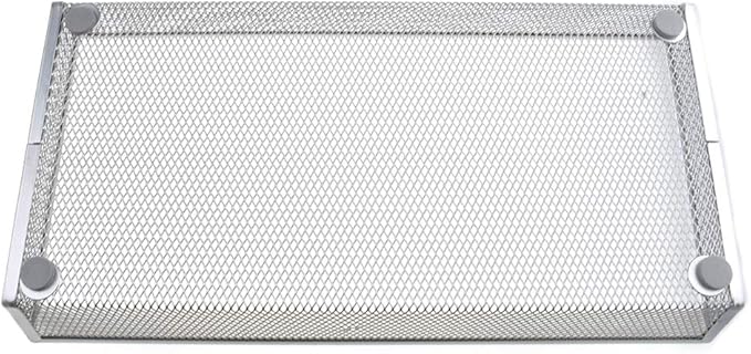 HAHIYO Stackable Mesh Tray Cup 12 x 6 x 2 inches Sturdy Container for Desk Drawer Organizer Collection for Home Office School kitchen Soft Foam Feet No Sharp Edges 1 Pack Silver-NeatNest