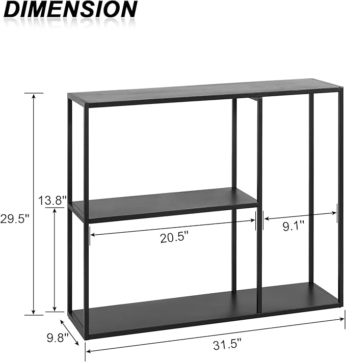 HDANI Console Table, Narrow Entryway Table, 3 Tier Metal Hallway Table, 9.8''Dx31.5''Wx29.7''H(Black)-NeatNest