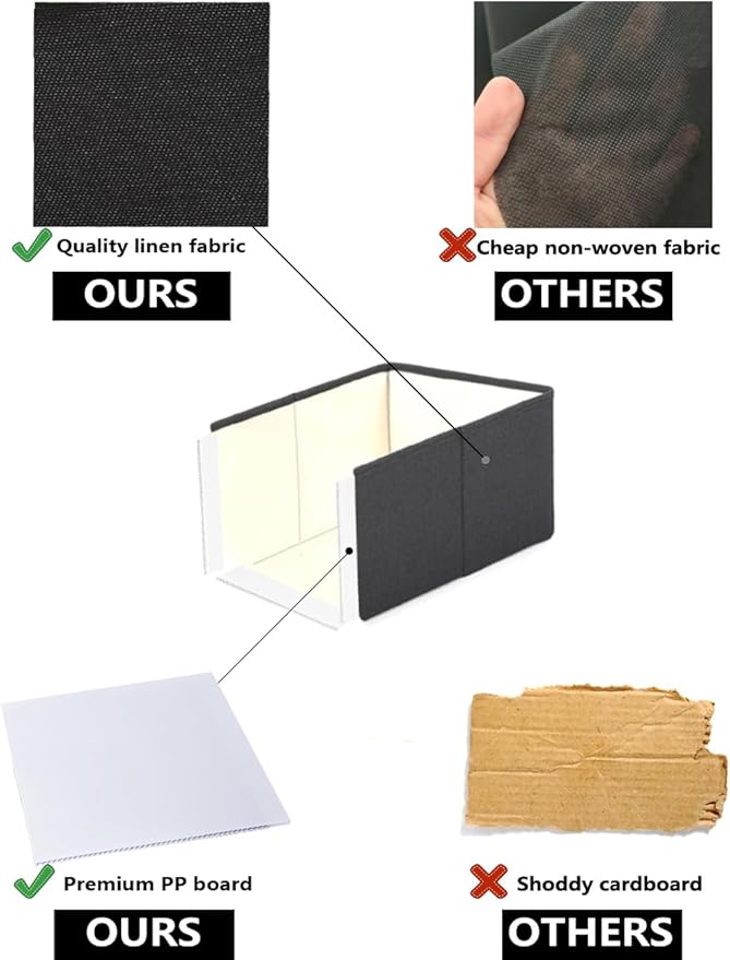 ALYER Collapsible Fabric Storage Organizer with Handles,Shelf Bins Box Container for Bedroom Office Closet Babies Nursery Toys Books Clothes (Black, 15.8" x 12" x 10")