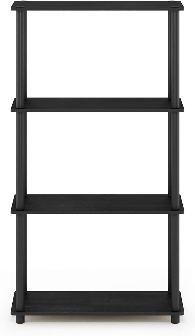 Furinno Turn-N-Tube 4-Tier Multipurpose Shelf Display Rack, Round Tubes, Americano/Black-NeatNest