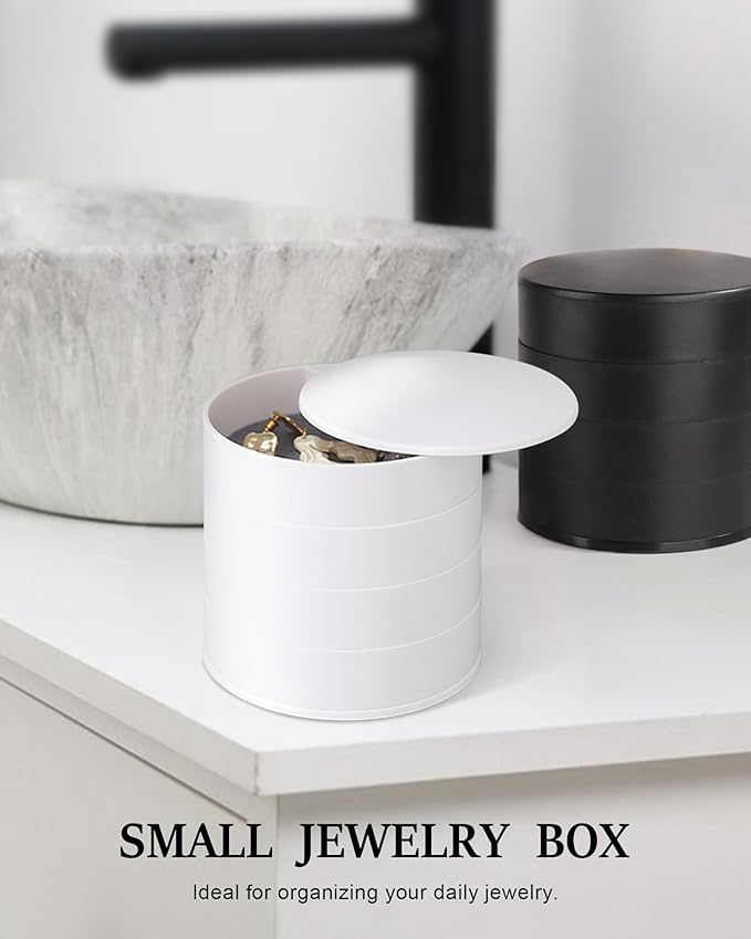 CONBOLA Jewelry Organizer, Small Jewelry Storage Box Earring Holder for Women, 5-Layer Rotating Travel Jewelry Tray Case with Lid for Bracelets Rings Bracelets(Black)-NeatNest
