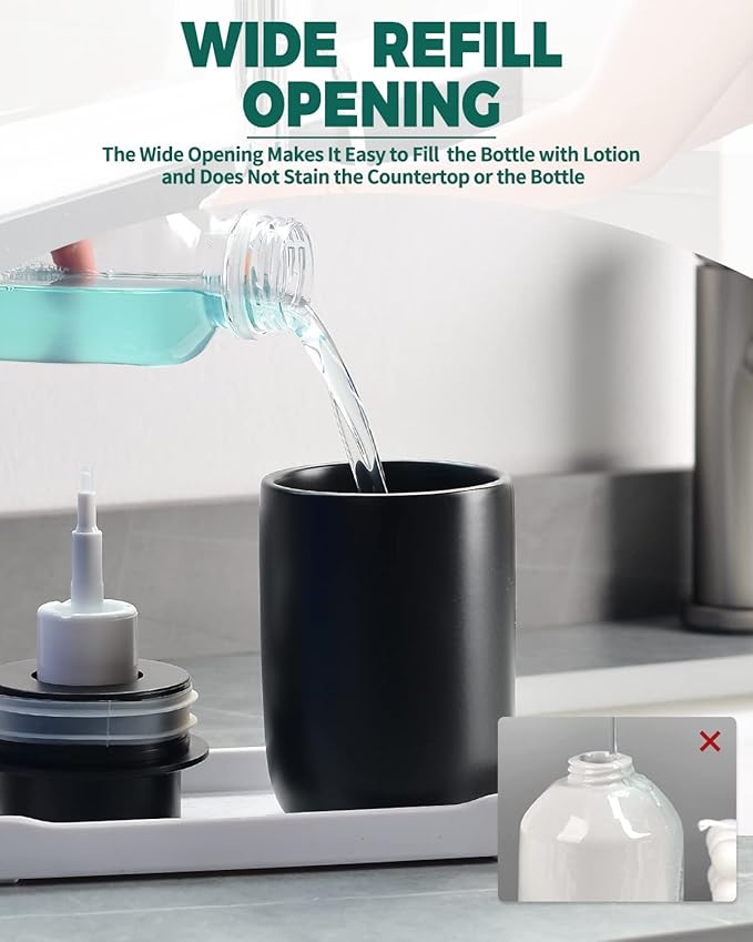 BosilunLife Black Foam Soap Dispenser - Ceramic Foaming Hand Wash Dispenser for Bathroom Modern Farmhouse Small Soap Dispenser Lotion Hand Pump Dispenser for Kitchen Sink-NeatNest