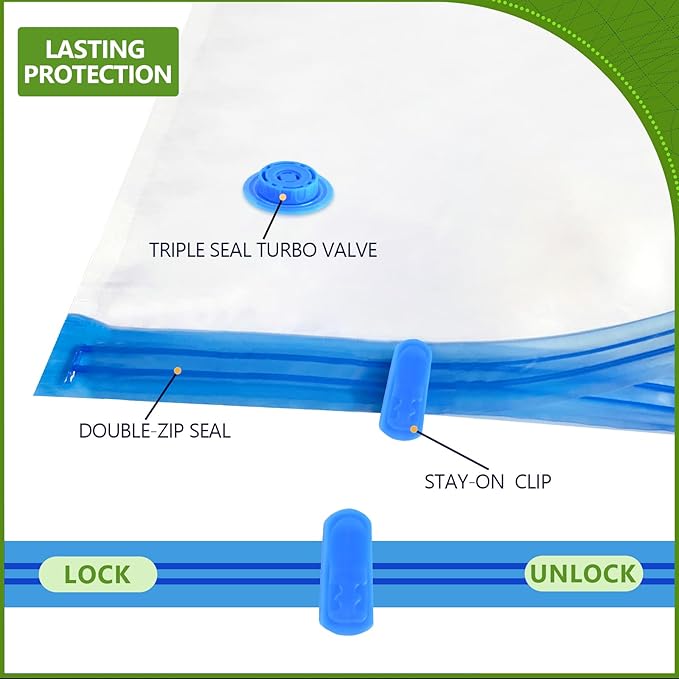 Vacuum Storage Bags with Electric Pump, 8 Pack (4 Jumbo 4 Large Vacuum Seal Bags for Clothing) Storage Bags Vacuum Sealed Bags for Travel, Luggage, Bedding, Blankets-NeatNest