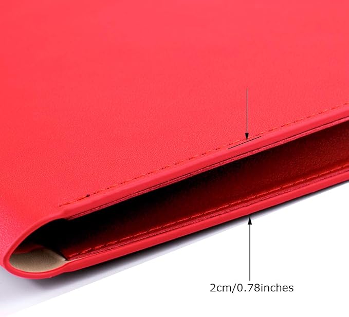 Enyuwlcm PU A4 Leather File Folder Document Holder Folder Stylish Portfolio Envelope Case with Strap and Invisible Magnetic Closure (Red)