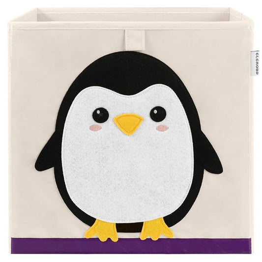 CLCROBD Foldable Animal Cube Storage Bins Fabric Toy Box/Chest/Organizer for Kids Nursery, 13 inch (Penguin)-NeatNest