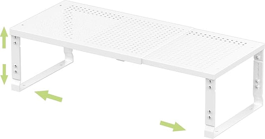 Adjustable Expanable Stackable Spice Rack Shelf Pantry Storage Organizer for Kitchen Cabinet,Countertop,Bathroom and More.Space is no Longer Limited(1Pack/White/Large)-NeatNest