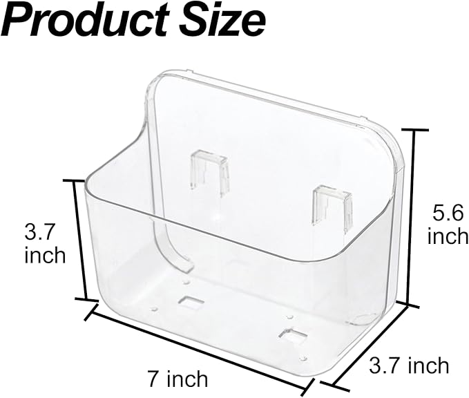 Wall Mounted Storage Organizer Bins Organizing Shelf Basket Clear Plastic Makeup Organizer Adhesive Hanging Bin Fridge Organizer for Bathroom,Kitchen,Cabinet,Pantry,Countertops (L(7×3.9×5.5"))-NeatNest