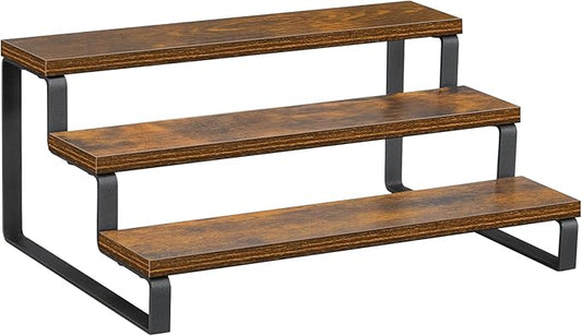 Giikin 3-Tier Spice Rack, 13.8 Inch Wood Step Shelf Countertop Spice Storage Holder, Kitchen Pantry Cabinet Organizer Cupboard for Spice Bottles, Jars, Seasonings, Baking Supplies, Metal Frame-NeatNest
