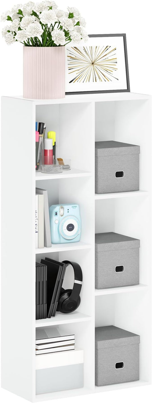 Furinno Luder Bookcase / Book / Storage , 7-Cube, White-NeatNest