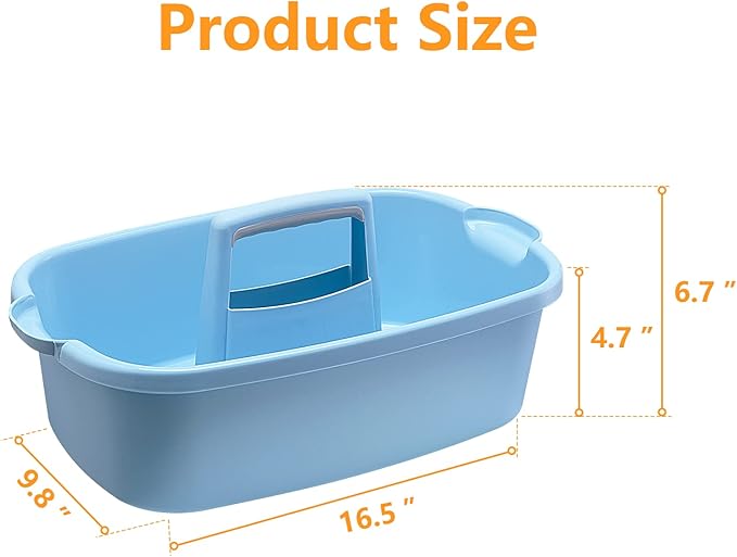 2 Pack Multi-Purpose Plastic Cleaning Caddy with Handle, Shower Caddy Organizer/Storage Basket/Totes Portable for Bathroom Supplies, Cleaning Products, Under Sink Tool, Housekeepers (Blue2)-NeatNest