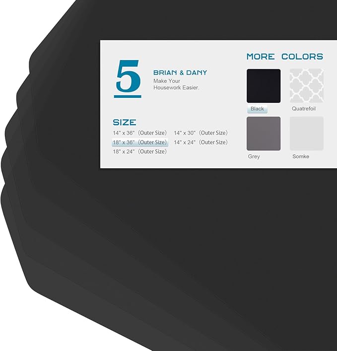 BRIAN & DANY Wire Shelf Liner 18" X 36", Heavy Duty Shelf Liners for Wire Shelving, Waterproof Protector Mats, Set of 5, Black-NeatNest