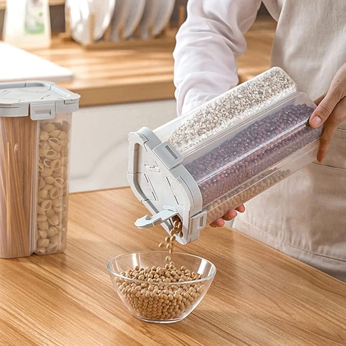 Cereal Storage Containers Airtight, Clear 2.8L Food Storage Containers with Lids and Compartments, Spaghetti Noodle Container for Grain, Flour, Rice, Nuts-NeatNest