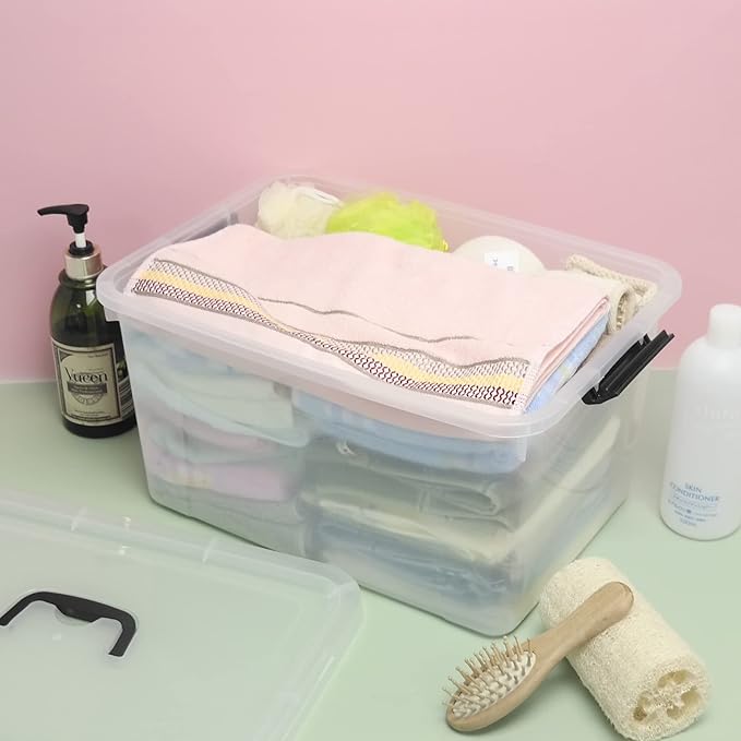 17.5 Quart Clear Storage Box, Plastic Storage Bins with Lids, 4-Pack
