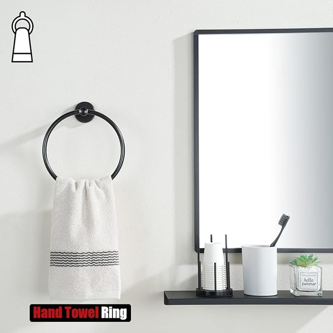 JQK Towel Ring Oil Rubbed Bronze, Stainless Steel Hand Towel Holder for Bathroom, ORB Wall Mount, TR130-ORB