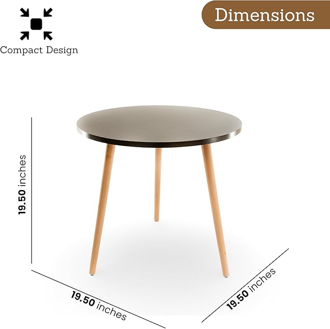 DECOMIL - Modern Round Side Table, End Table for Small Places, Living Room, Office, Balcony, Industrial End Table for Coffee, Laptop - Brown