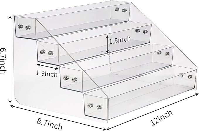 Acrylic Spice Rack, Tiered Spice Rack Shelf Seasoning Organizer for Countertop, Cabinet, Pantry, Kitchen Storage - 4 Tier-NeatNest