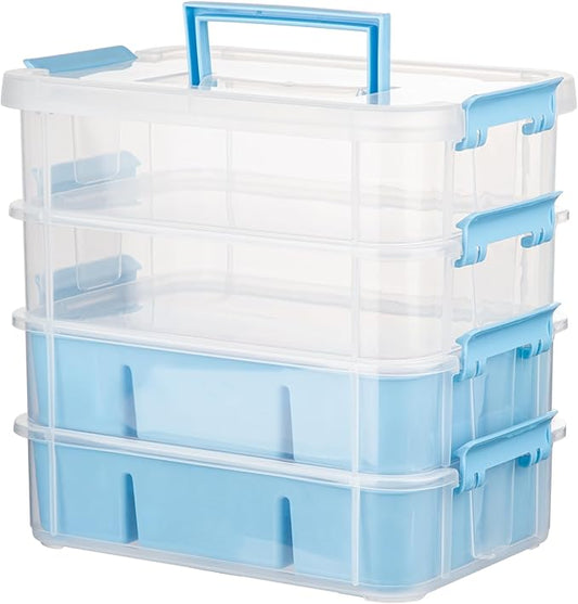 Art Supply Storage Organizer with 2 Removable Trays, 4-Layer 11QT Durable Craft Organizers and Storage for Sewing, Tool, Office Supplies, Art, Craft Supplies