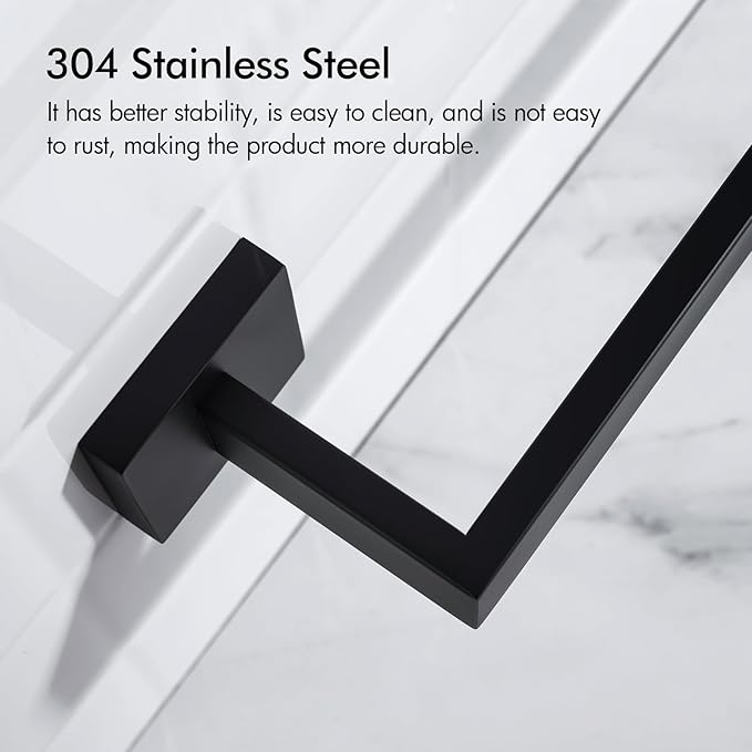 BANOLUX Towel Rack, 32-Inch Single Towel Bars for Bathroom, Towel Racks for Bathroom Wall Mounted SUS304 Stainless Steel Hand Towel Holder Heavy Duty, Matte Black Towel Bar 2 Pack, A7-TB-MB-32IN-2PACK
