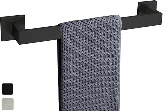 16 Inch Towel Bar for Bathroom 12/16/24/28/32/36 Inch Kitchen Towel Holder Matte Black Towel Rod Wall Mounted SUS304 Rustproof Towel Rack Modern Square Design (1, Matte Black, 16 Inch)