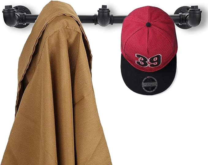 Sumnacon Industrial Pipe Coat Towel Rack with 5 Hooks- Vintage Heavy Duty Clothes Hat Hanger Racks with Screws, Rustic Iron Garment Storage Display Rail for Home, Store, Wardrobe, Boutique-NeatNest
