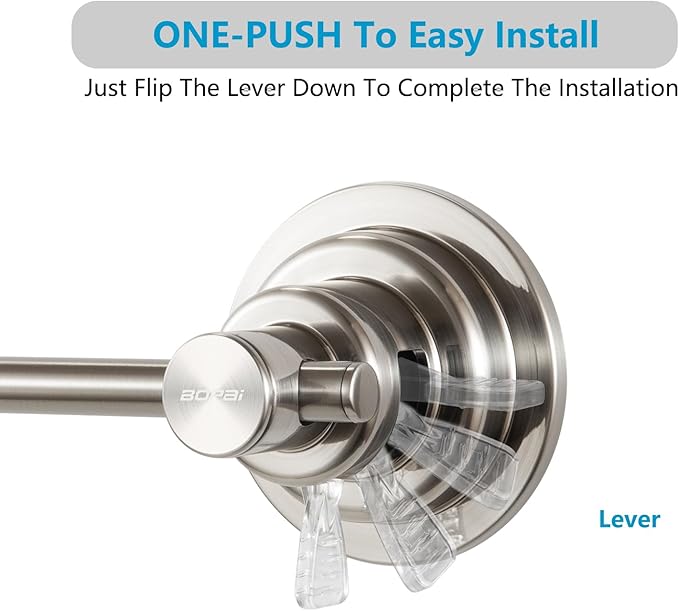 BOPai Extendable Suction Cup Towel Bar 17-28.5", Removeable Shower Door Mat Rod, Brushed Nickel-NeatNest