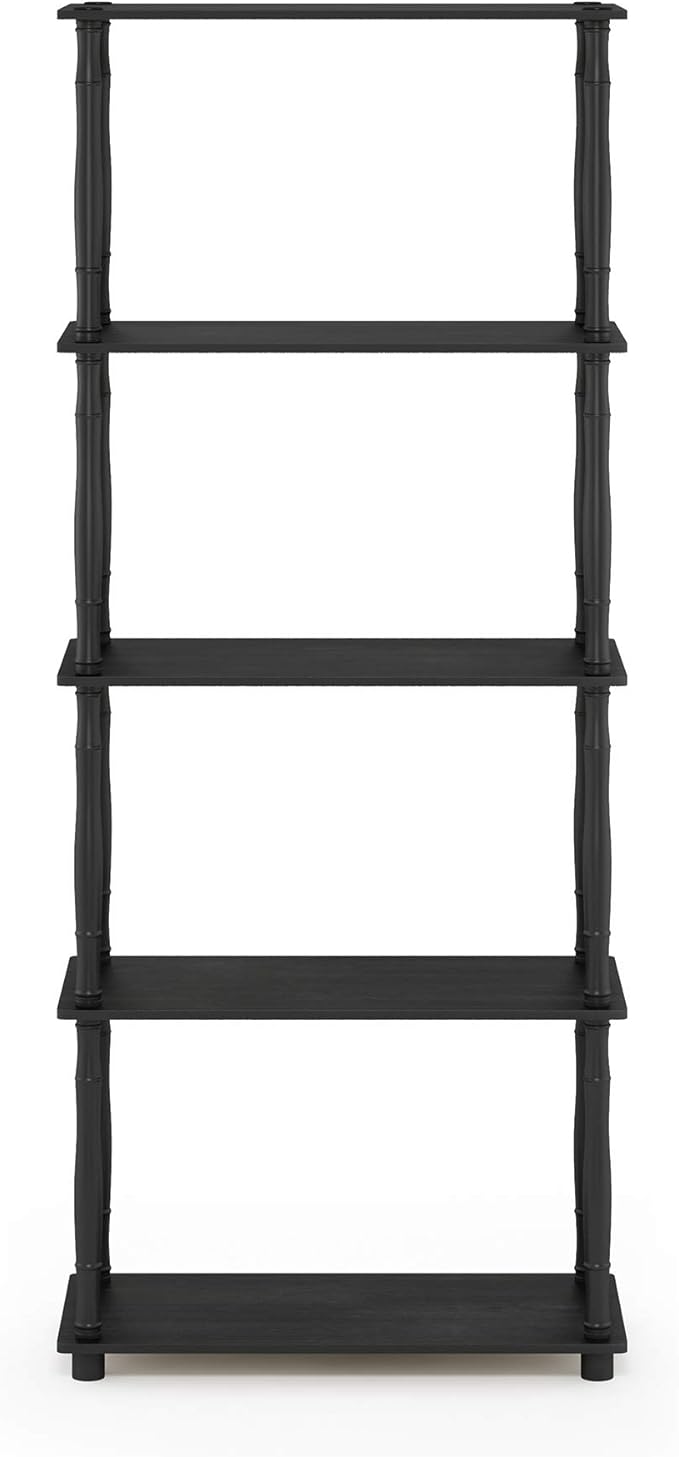 Furinno Turn-N-Tube 5-Tier Multipurpose Shelf / Display Rack / Storage Shelf / Bookshelf, Classic Tubes, Americano/Black-NeatNest