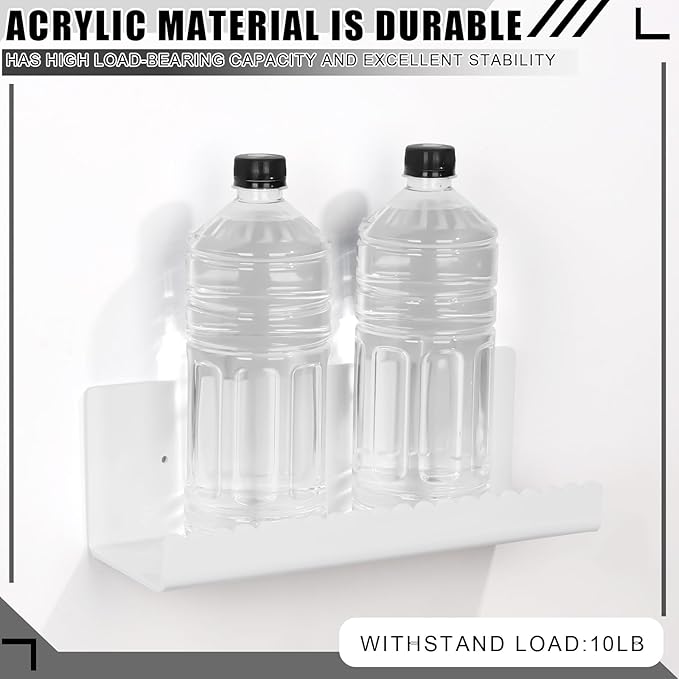 2 Pack Acrylic Wall Floating Shelves, White Adhesive Organizer, 11.8“ Acrylic Floating Bookshelves, Wall Display Shelve for Bedroom, Gaming Room, Living Room, Bathroom, Office-NeatNest