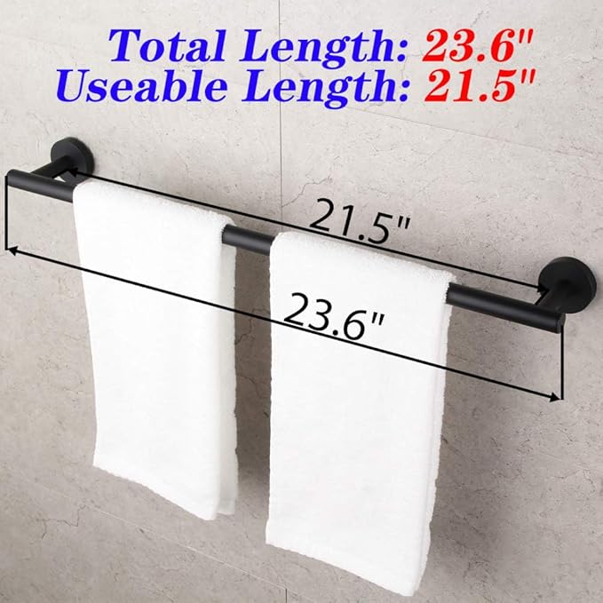 GERZWY Bathroom Towel Bar 24" Stainless Steel Towel Bar Matte Black Contemporary Style Wall Mount for Bath Kitchen AG1101C60-BK