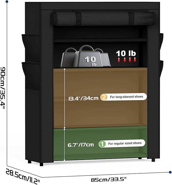 Mavivegue Shoe Rack with Cover, 5 Tier Shoe Organizer for Entryway, Shoe Storage for Front Door Entrance, Closet-NeatNest