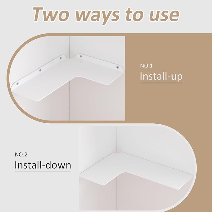 11.4x16 Inch Acrylic Corner Floating Shelf Set of 4, White Corner Wall Shelf for Home Décor, Speakers, Security Cameras, Toileries, Plants, Figures, Cosmetics, Books
