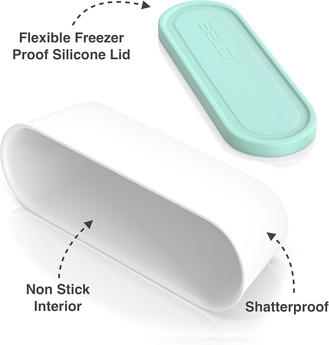 BALCI - Ice Cream Container - 2 Quart - Perfect Reusable Freezer Storage for Homemade Ice Cream Tubs for Sorbet, Frozen Yogurt and Gelato! - Flexible Silicone Lids, Long Scoop, Stackable - Mint