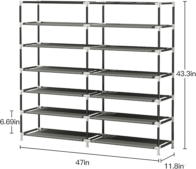 UDEAR Shoe Rack Free Standing Portable Shoes Storage Organizer Black-NeatNest